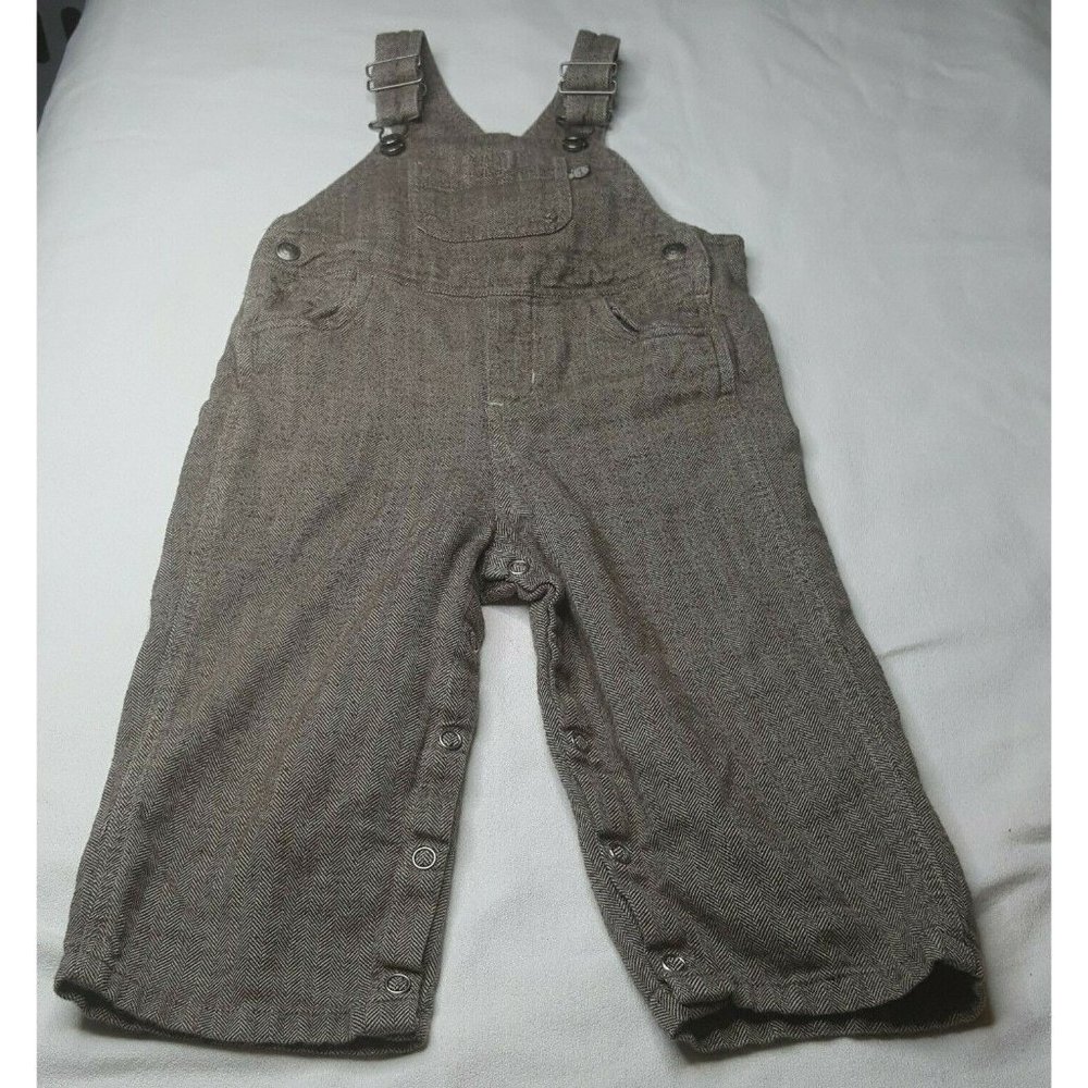 All Mine One Piece Snap Romper Overall 24 mo Brown Herringbone Pattern